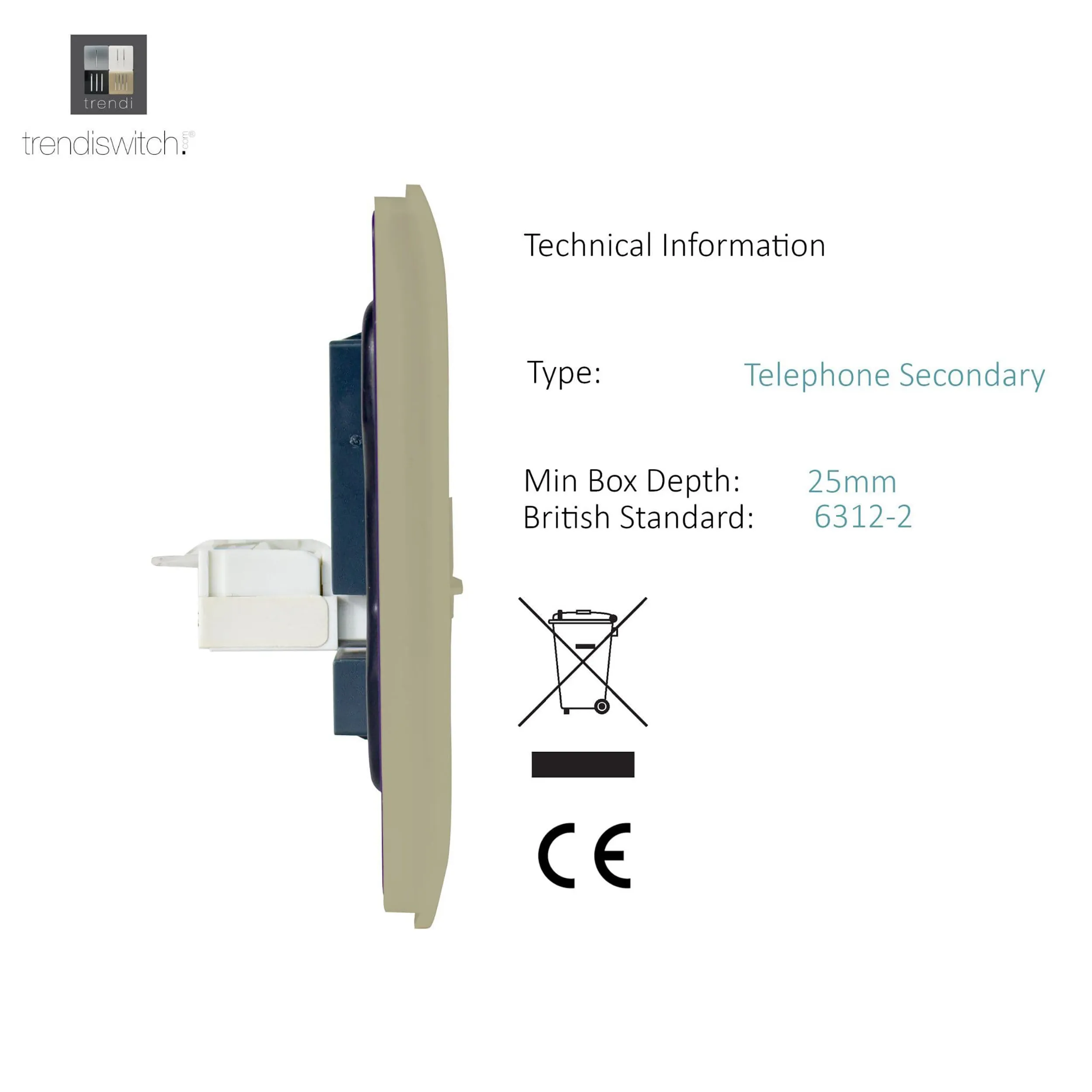 Single PC Ethernet Cat 5 & 6 Data Outlet Champagne Gold ART-PCGO  Trendi Champagne Gold